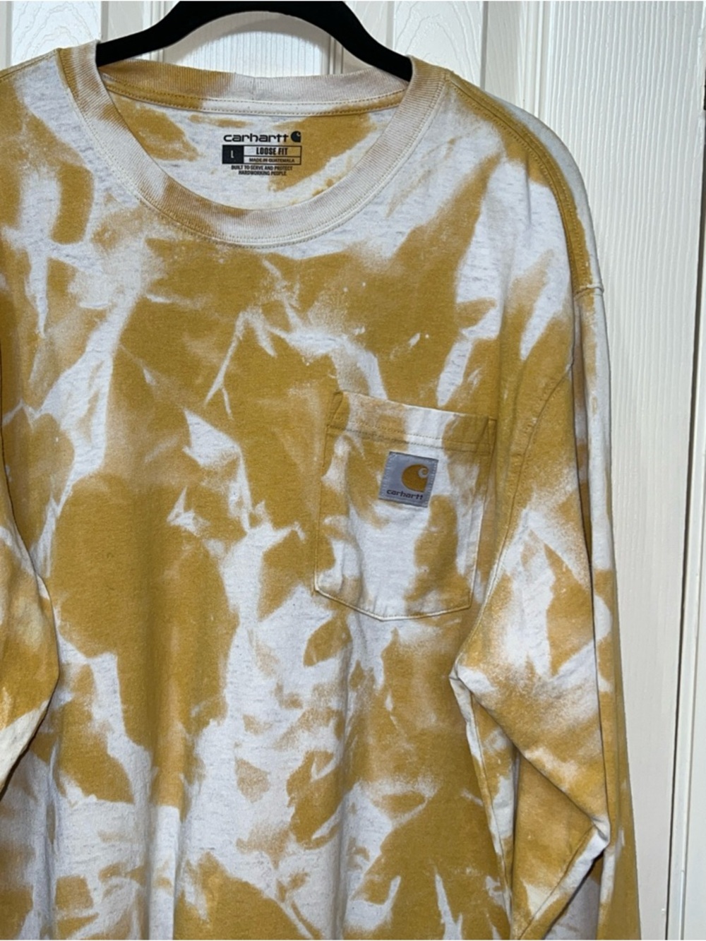 Carhartt Mens Mustard Camoflauge Tie Dye Shirt Sz L Loose Fit Outdoors Leisure